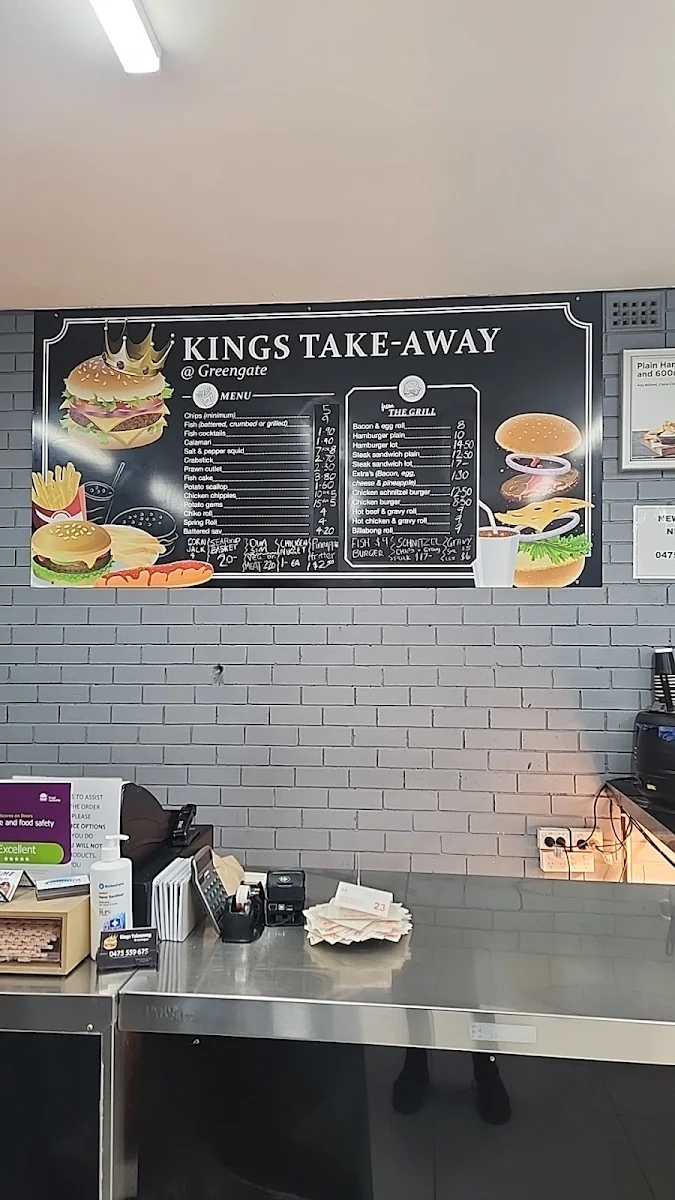 Menu, King's Takeaway At Greengate