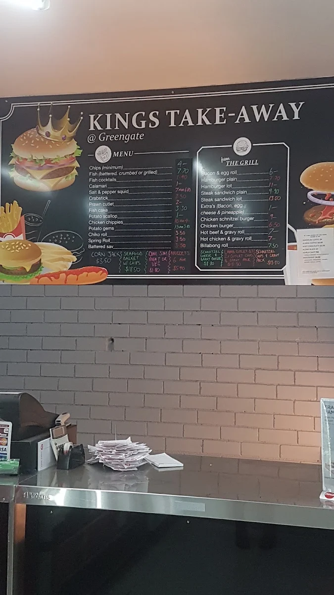 Menu, King's Takeaway At Greengate