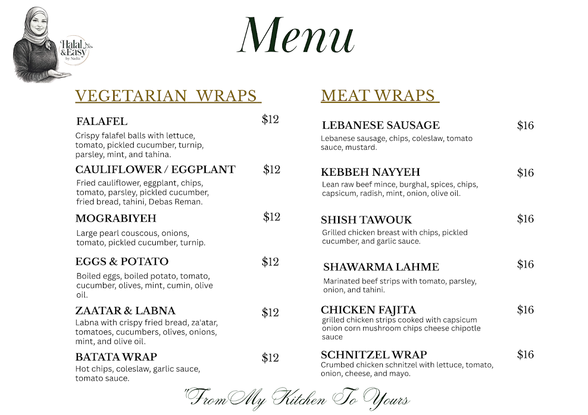 Menu, Halal n Easy