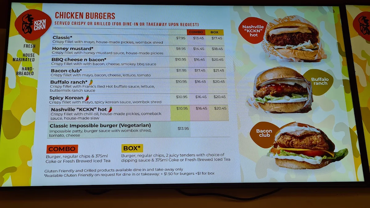 Menu, Kckn Chkn