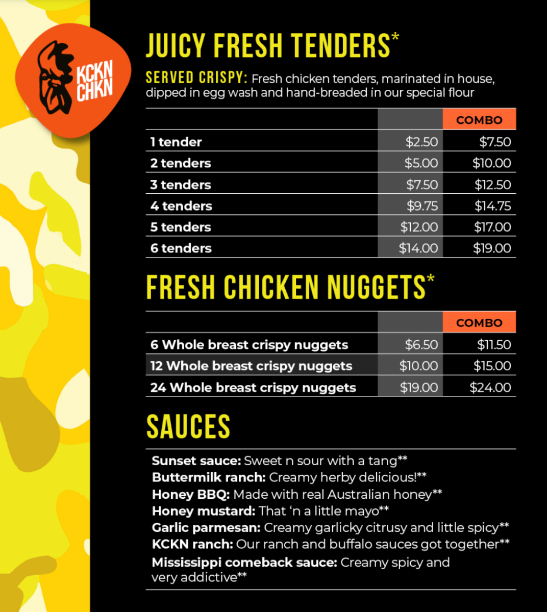Menu, Kckn Chkn