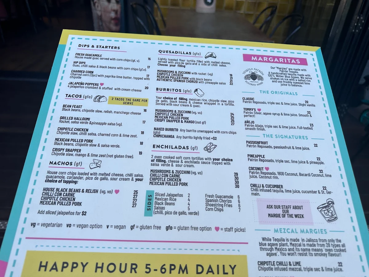 Menu, Miss Margarita