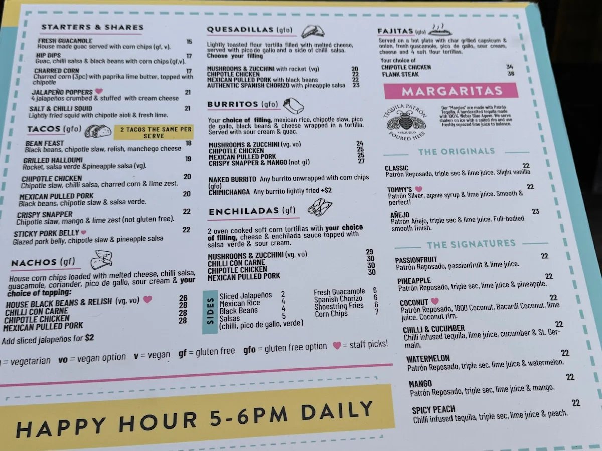 Menu, Miss Margarita