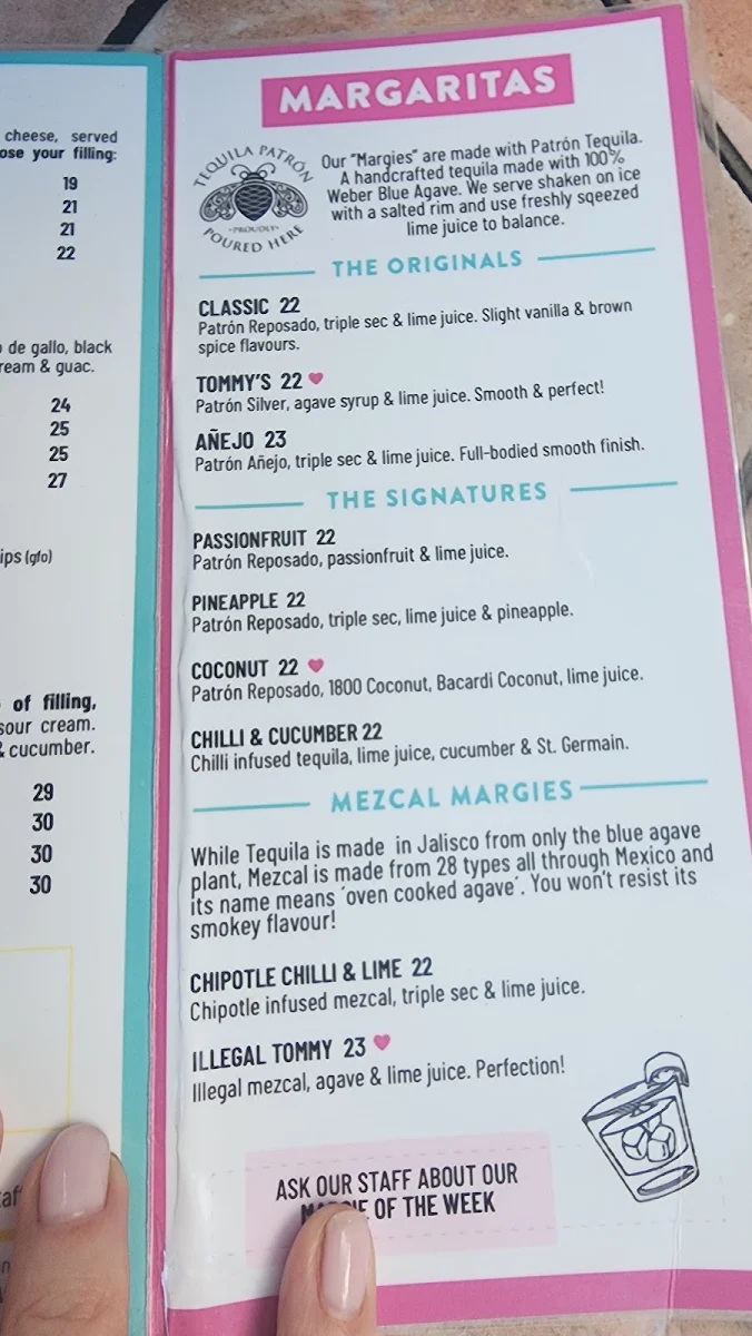 Menu, Miss Margarita