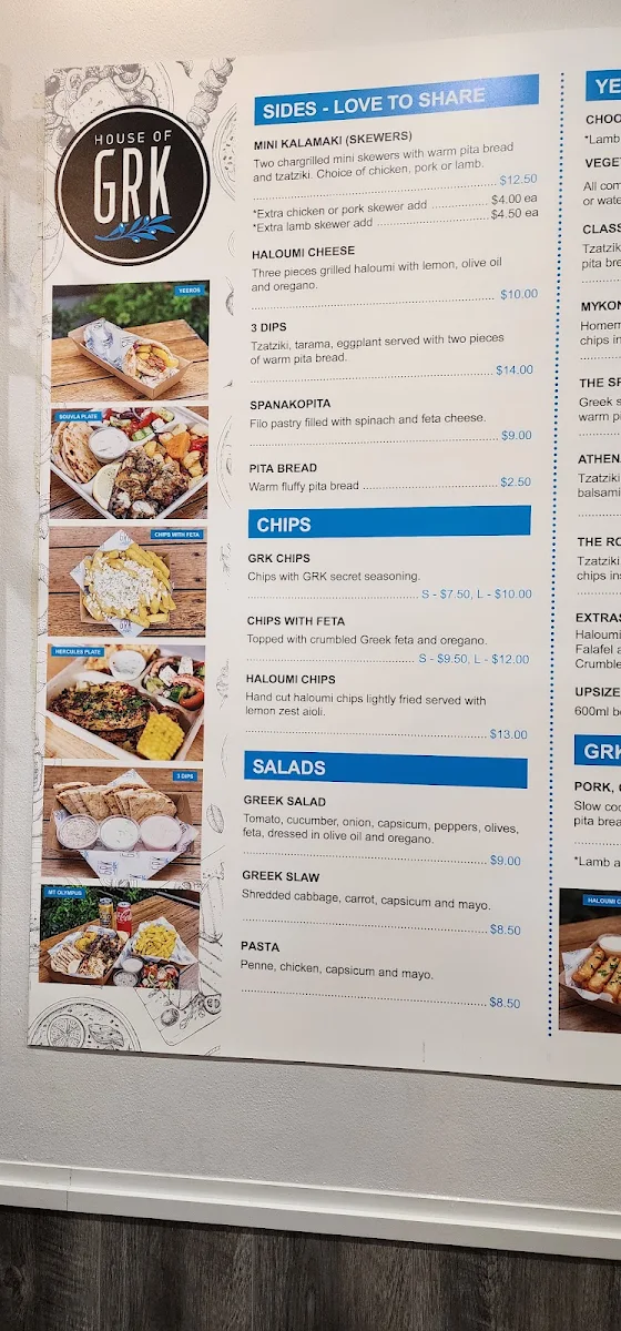 Menu, HOUSE OF GRK - Henry St Penrith