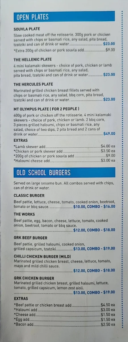 Menu, HOUSE OF GRK - Henry St Penrith