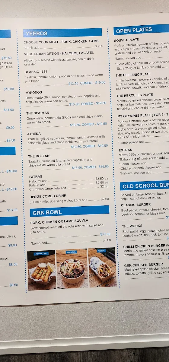 Menu, HOUSE OF GRK - Henry St Penrith