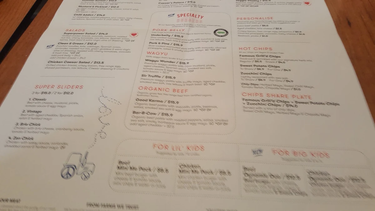 Menu, Grill'd Burgers - Knox