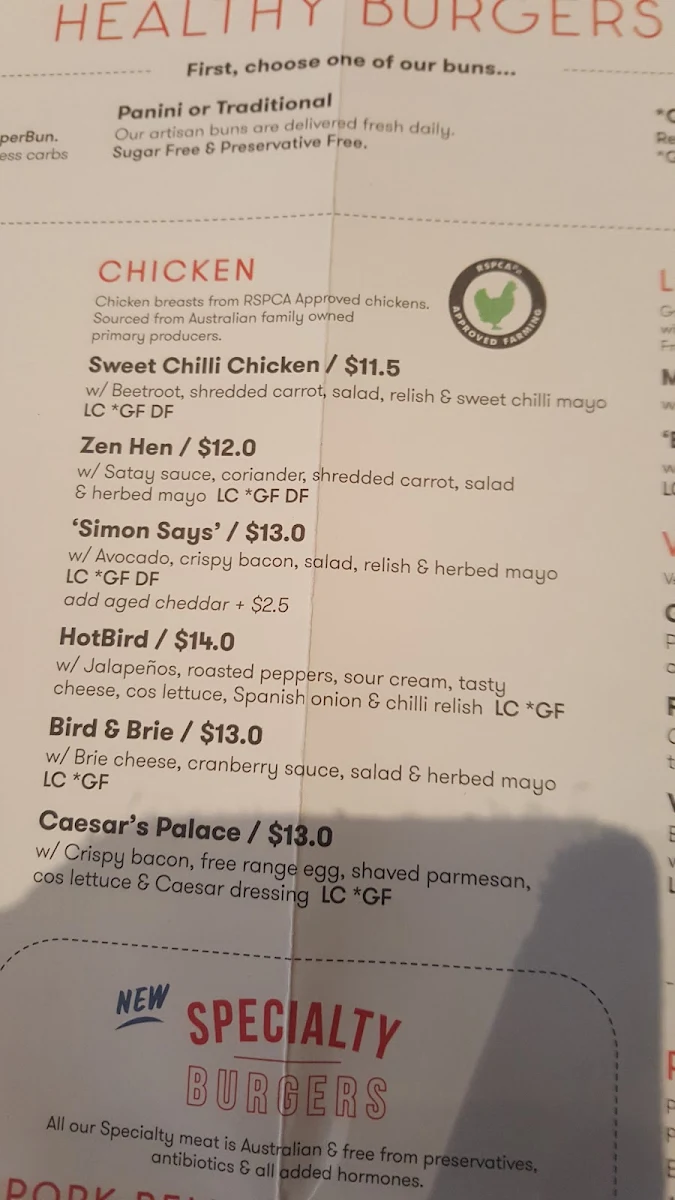 Menu, Grill'd Burgers - Knox