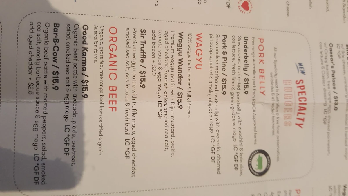 Menu, Grill'd Burgers - Knox