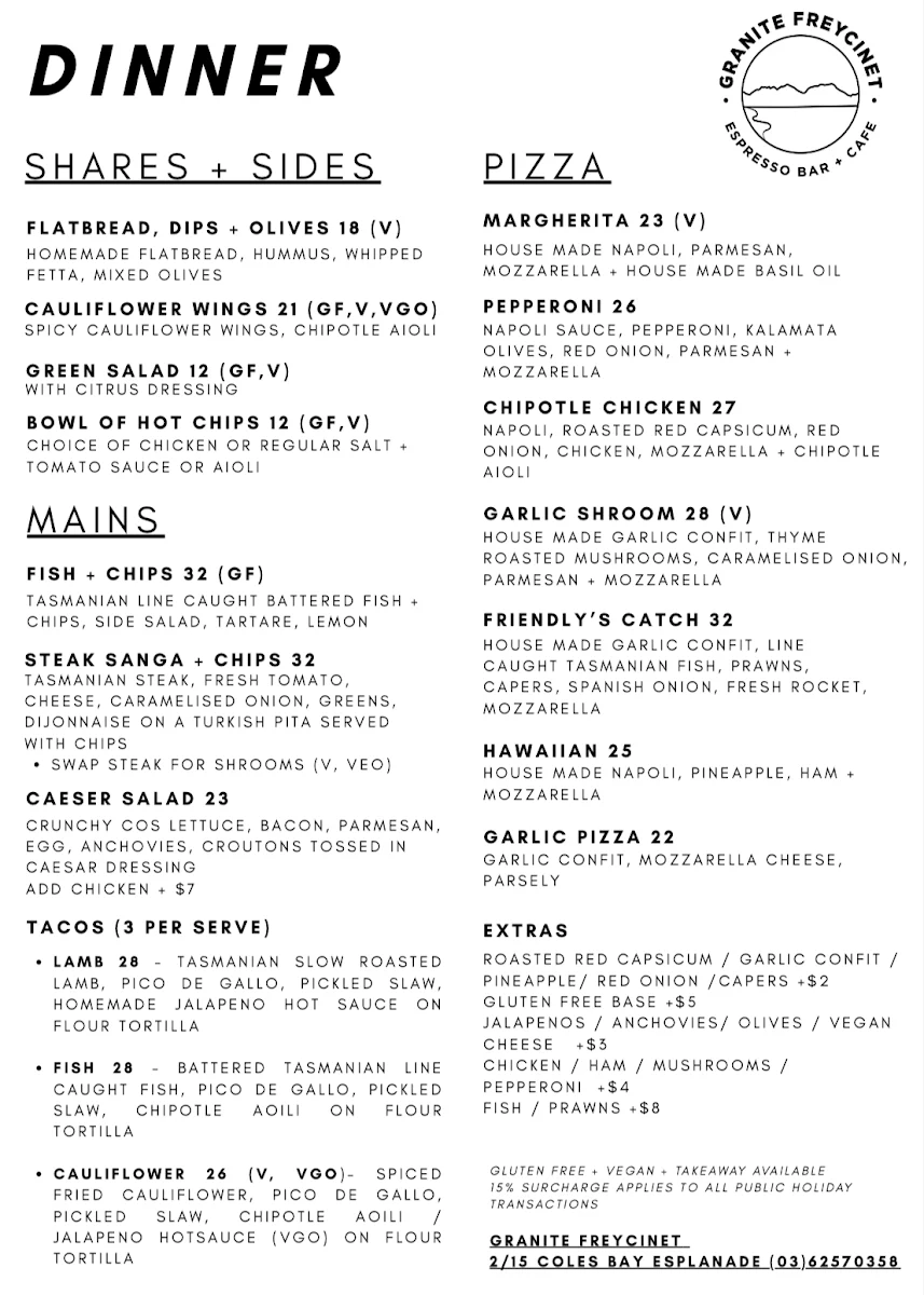 Menu, Granite