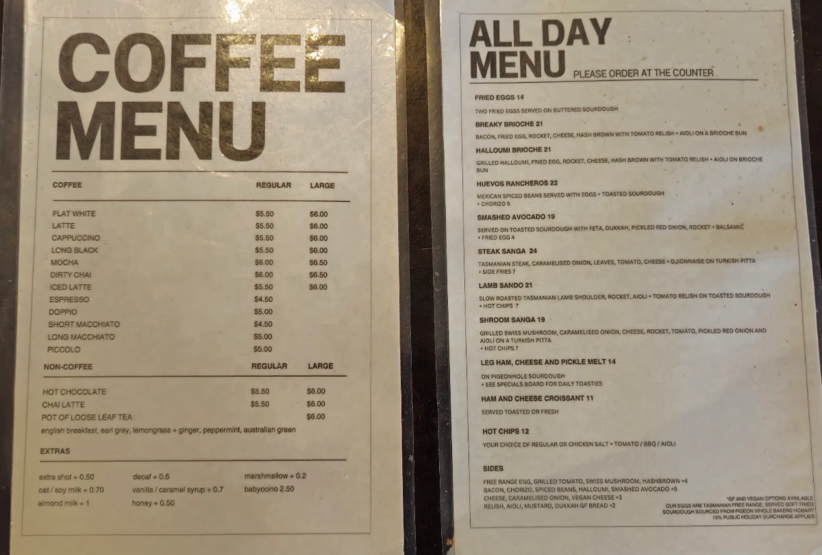 Menu, Granite