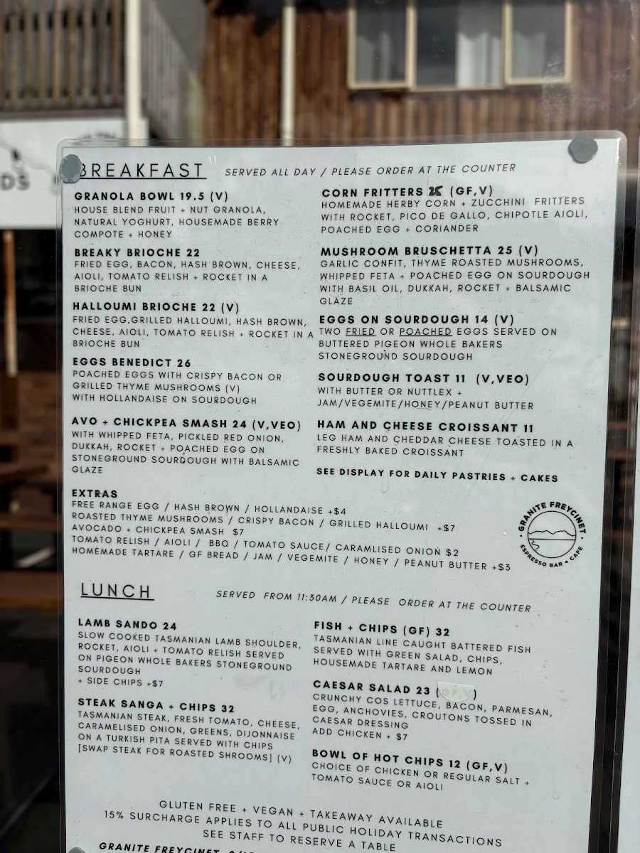 Menu, Granite