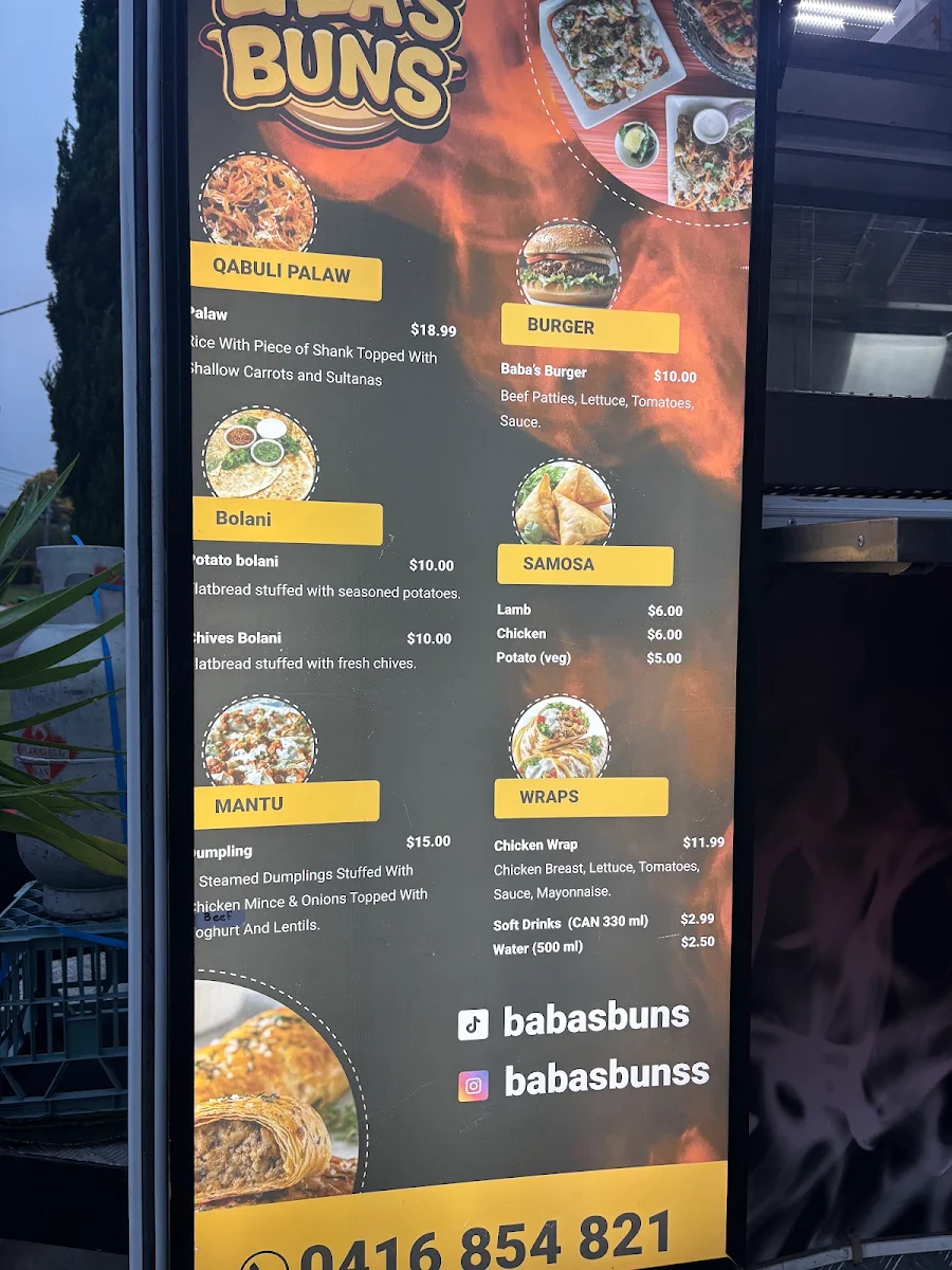 Menu, Baba’s Buns