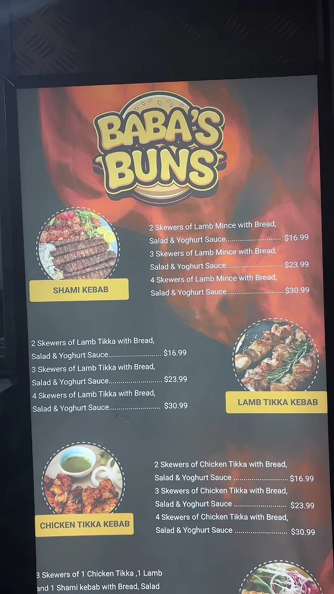 Menu, Baba’s Buns