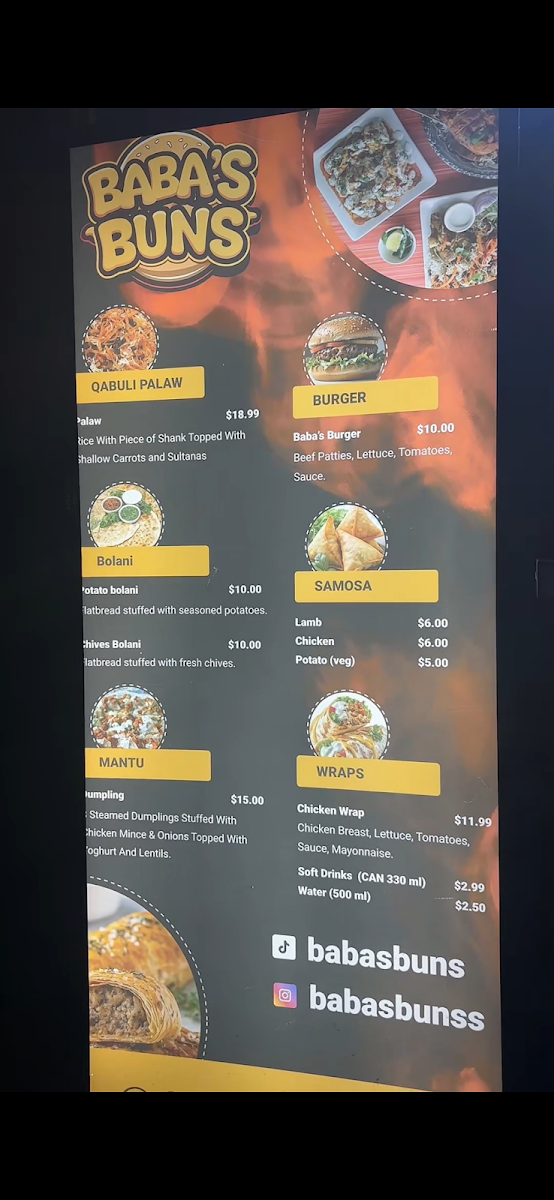 Menu, Baba’s Buns