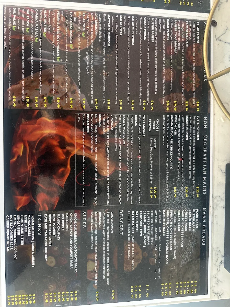 Menu, Karma Indian