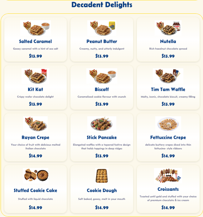 Menu, Rayyan Cafe