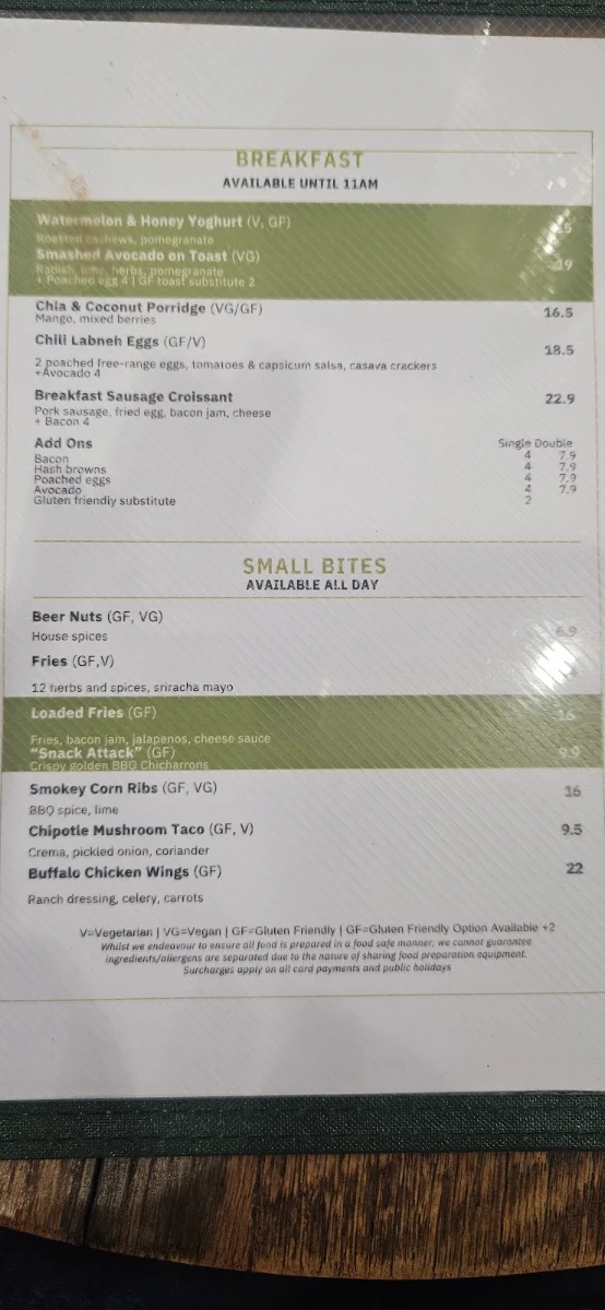 Menu, Stone & Wood