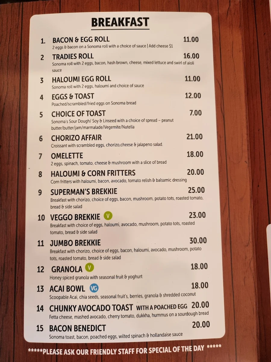 Menu, Latte Station