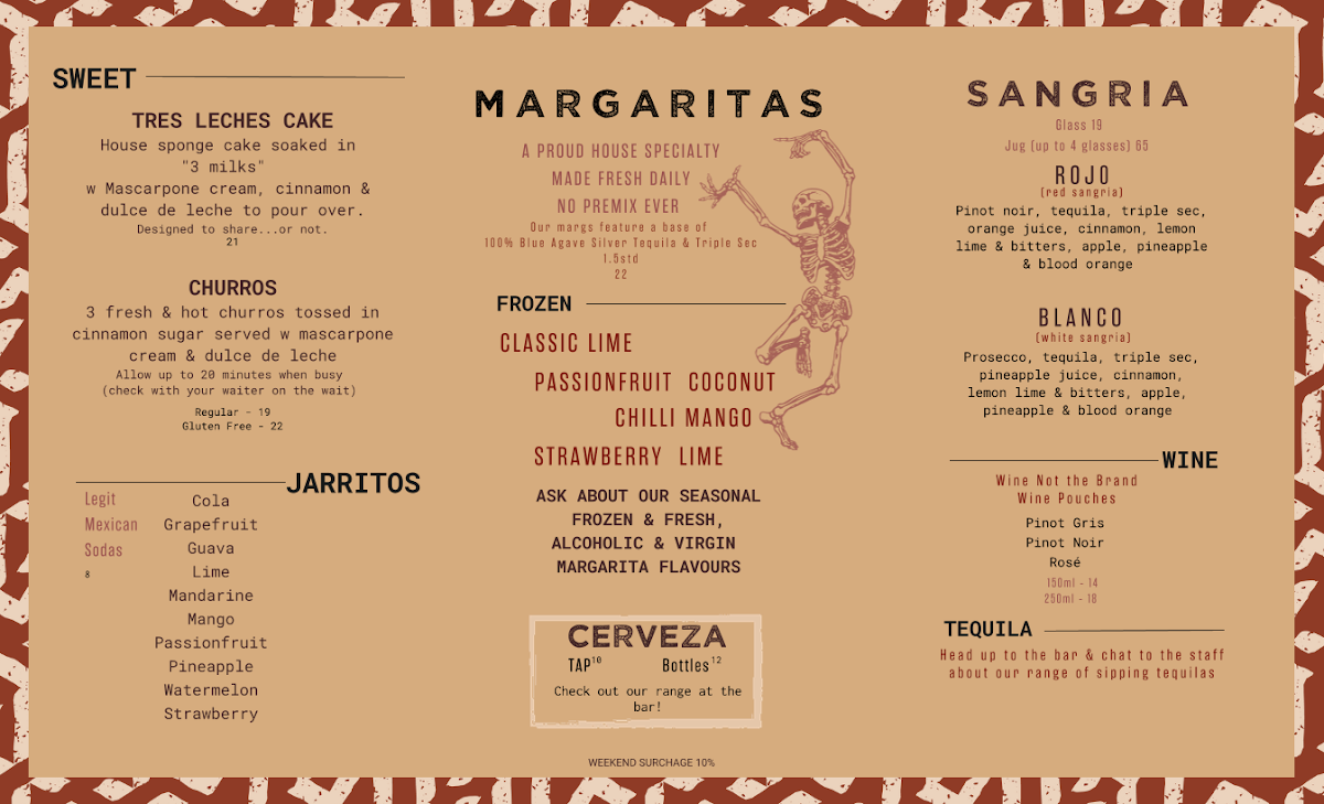 Menu, Cartel Taqueria - Qbn