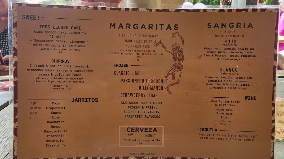 Menu, Cartel Taqueria - Qbn