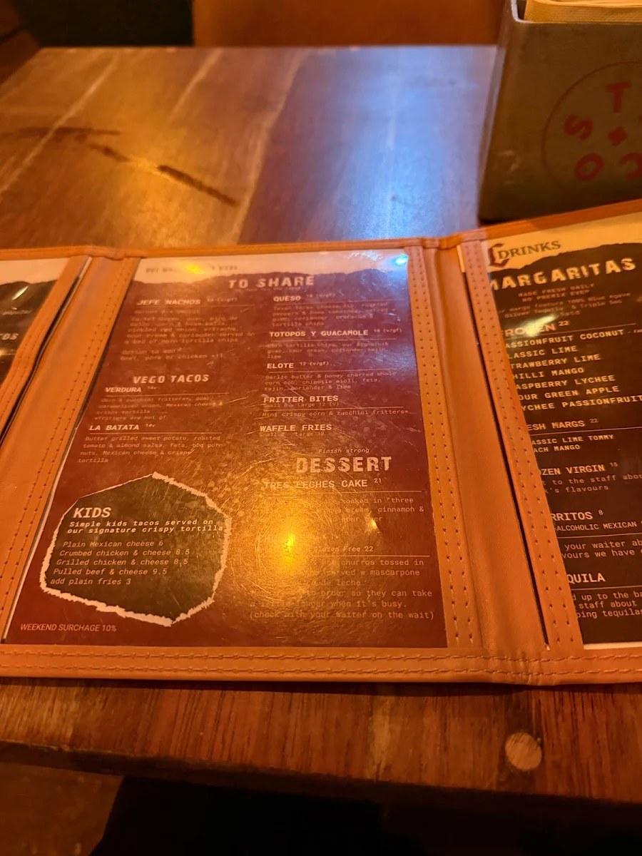 Menu, Cartel Taqueria - Qbn
