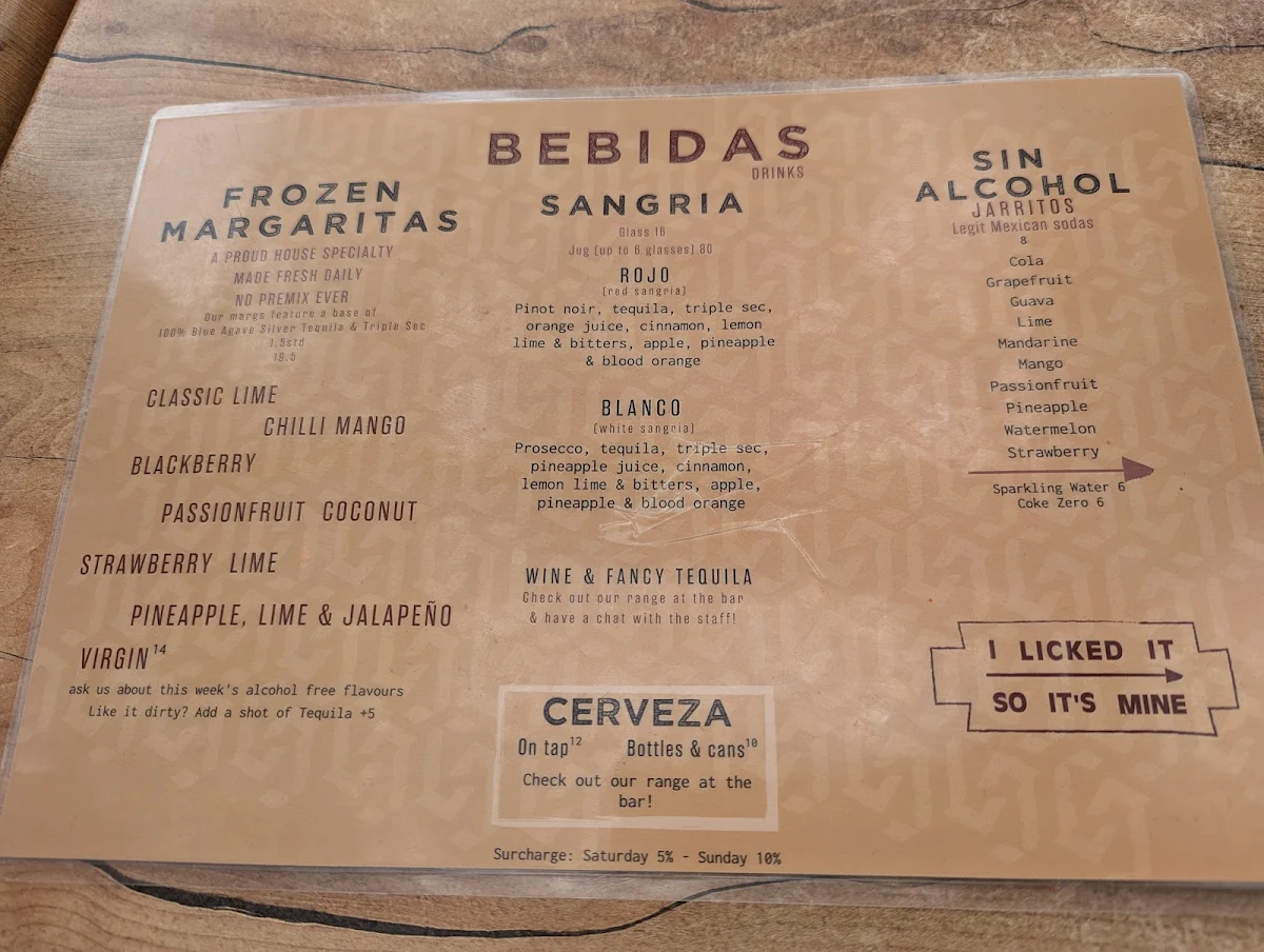 Menu, Cartel Taqueria - Qbn