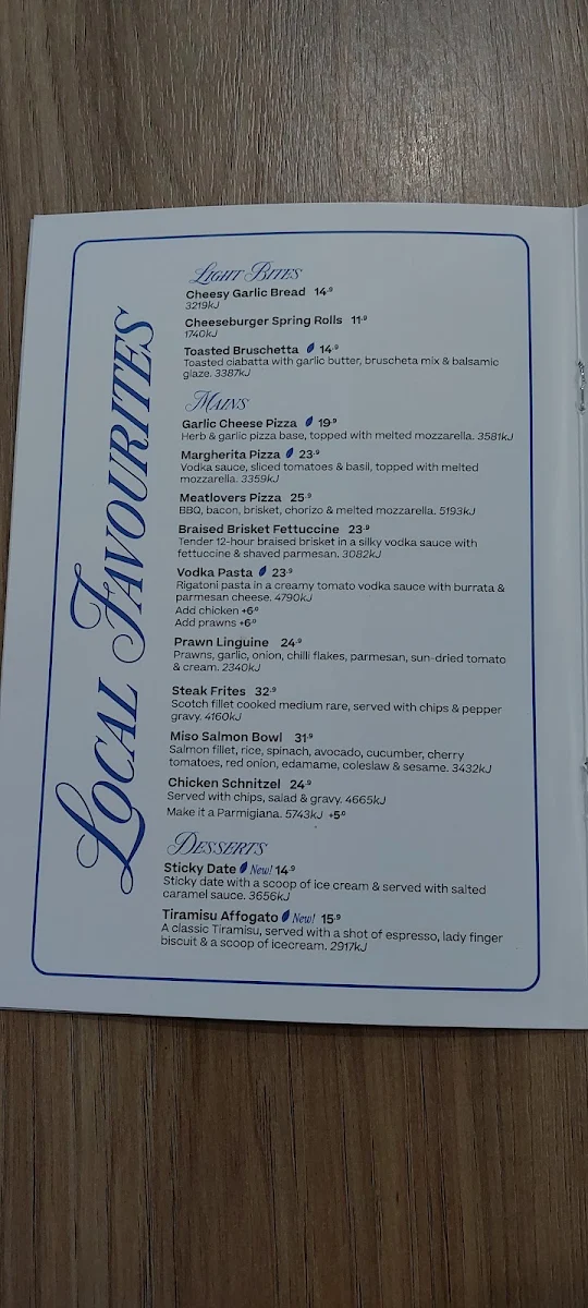 Menu, The Coffee Club Café - Nepean River