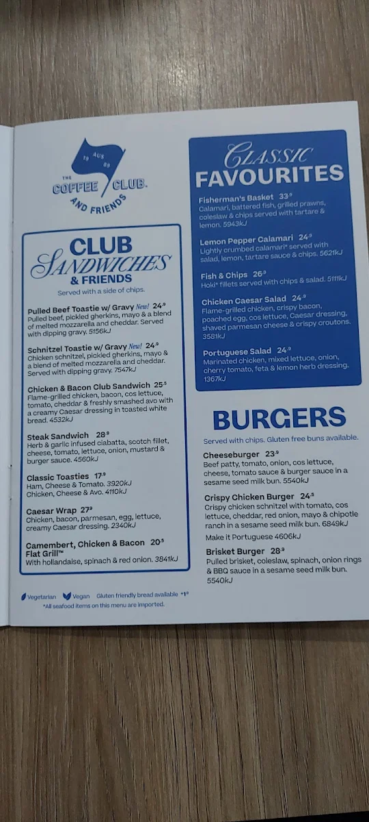 Menu, The Coffee Club Café - Nepean River
