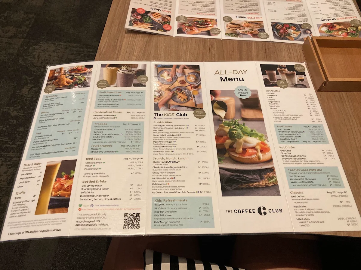 Menu, The Coffee Club Café - Nepean River