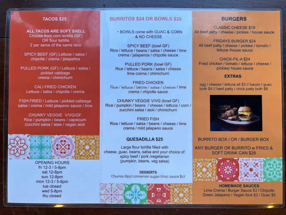 Menu, Los Fridays Cocina