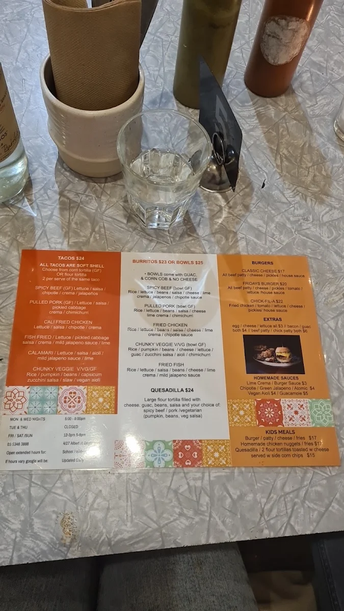 Menu, Los Fridays Cocina