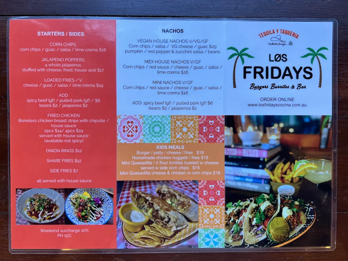 Menu, Los Fridays Cocina