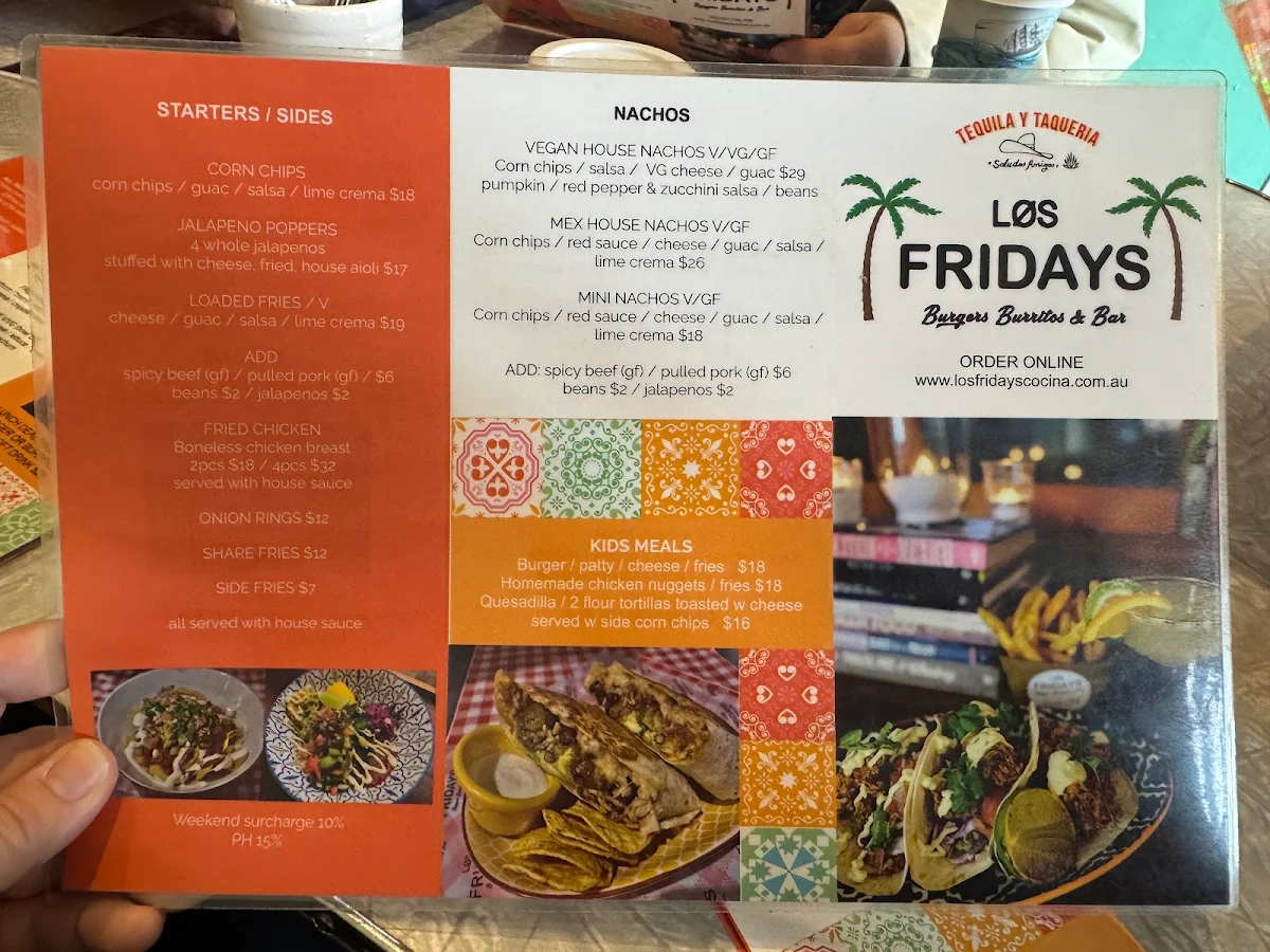 Menu, Los Fridays Cocina