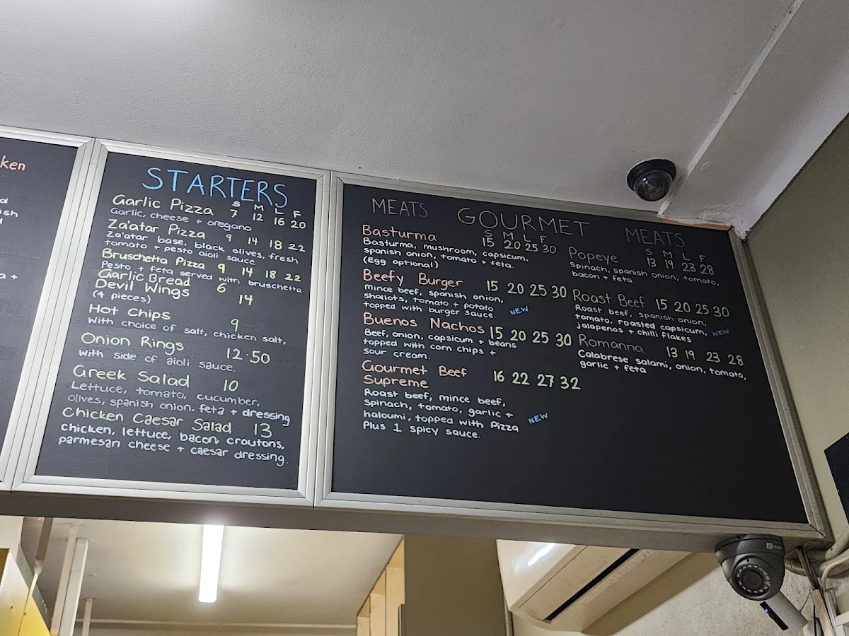 Menu, Pizza Plus 1