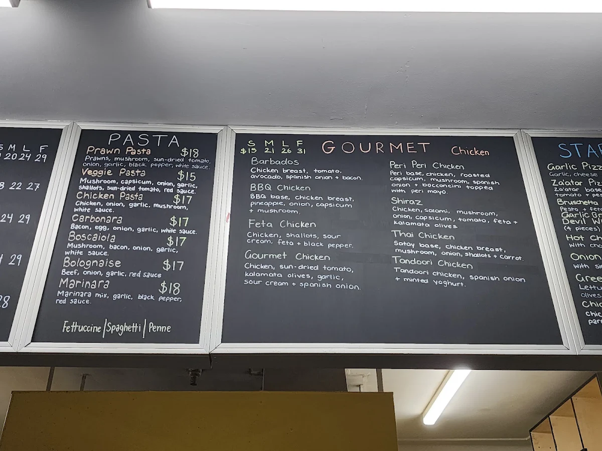 Menu, Pizza Plus 1