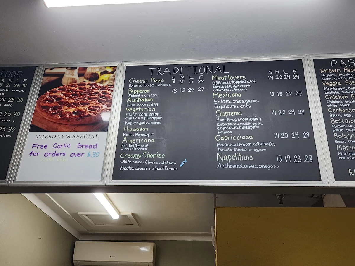Menu, Pizza Plus 1