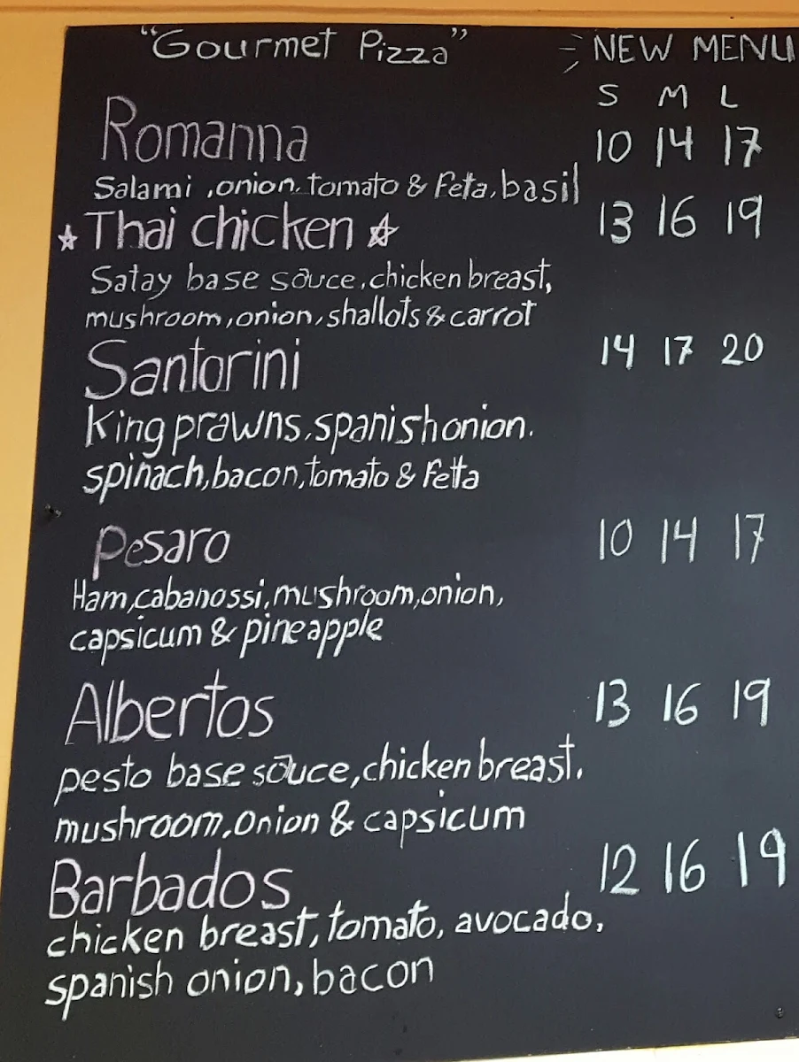 Menu, Pizza Plus 1