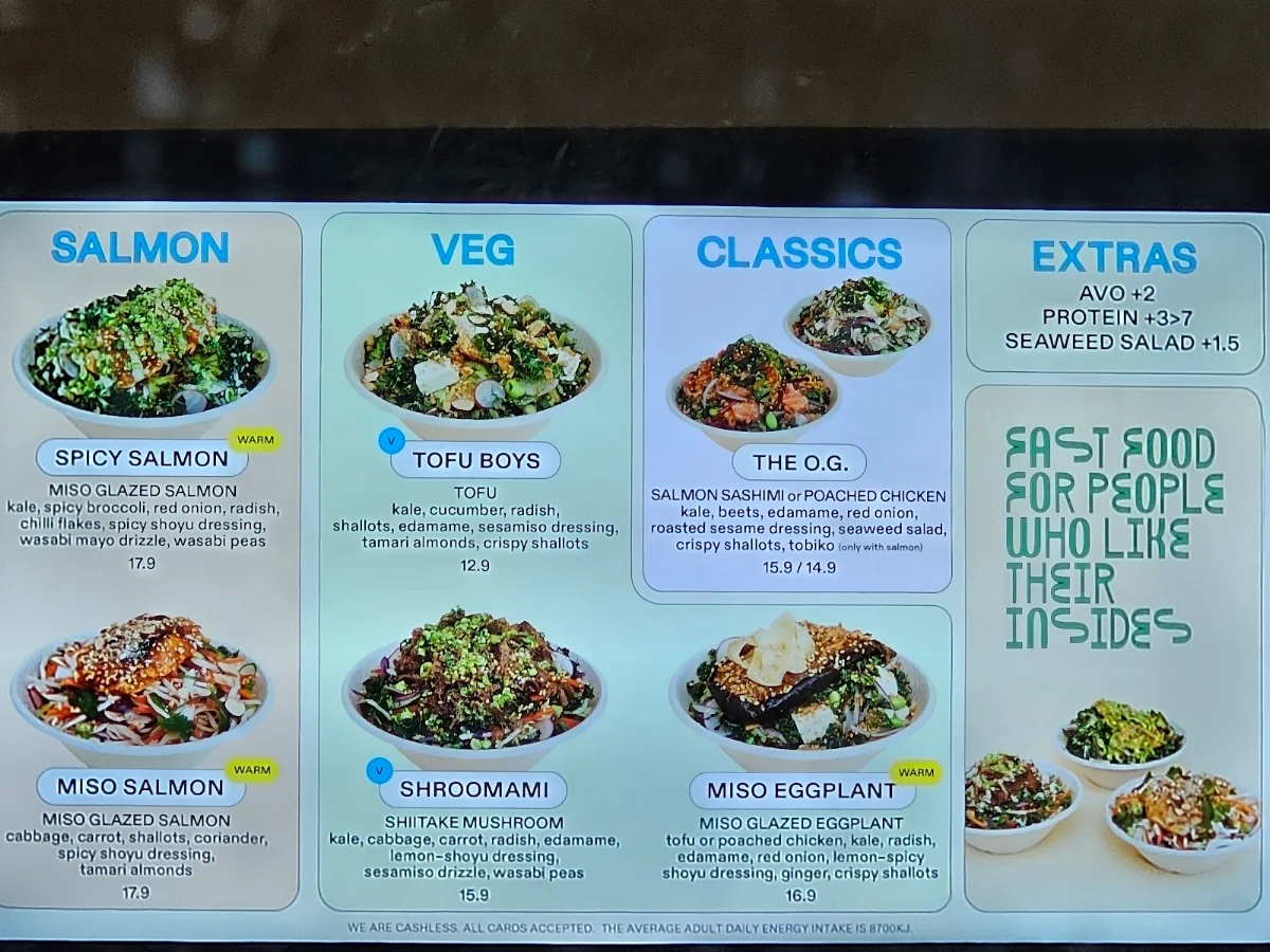 Menu, FISHBOWL - Wesley Place
