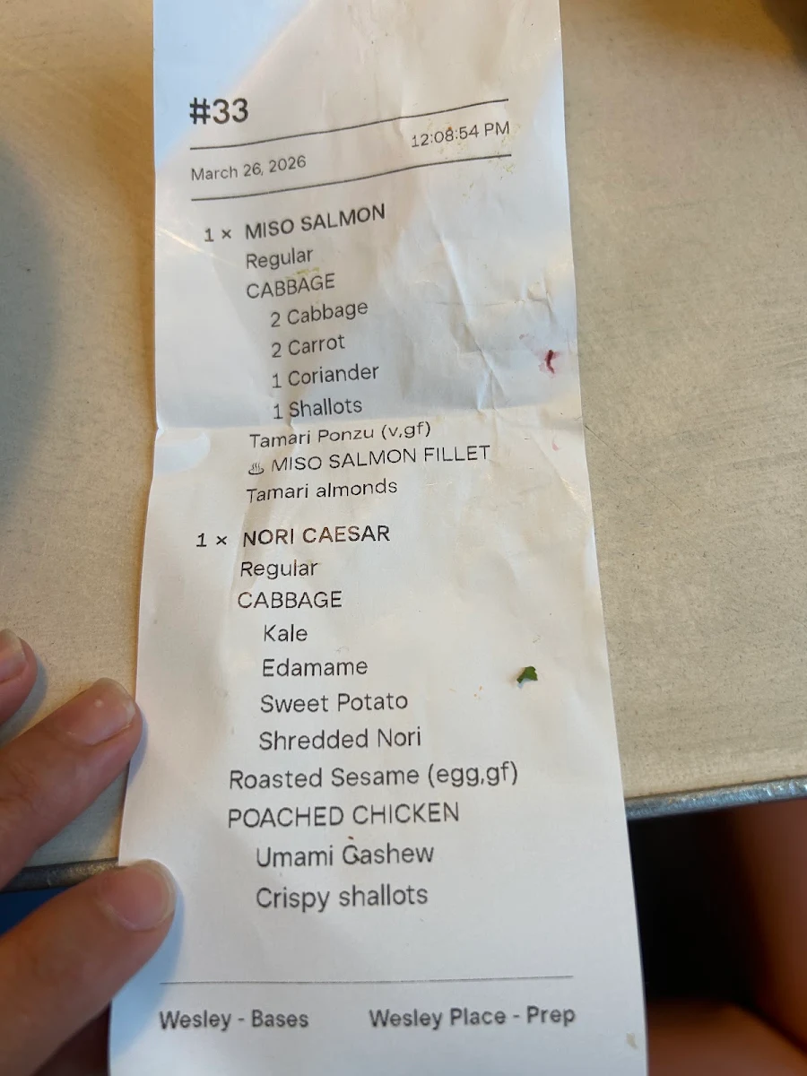 Menu, FISHBOWL - Wesley Place
