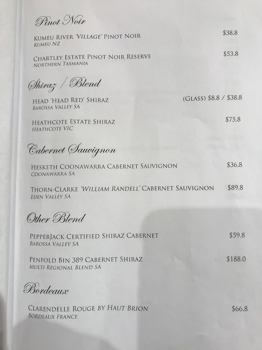 Menu, Sisters of Pearl
