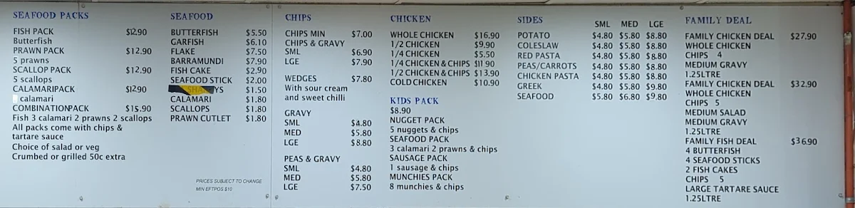 Menu, Farah Fast Food