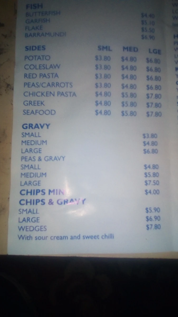 Menu, Farah Fast Food