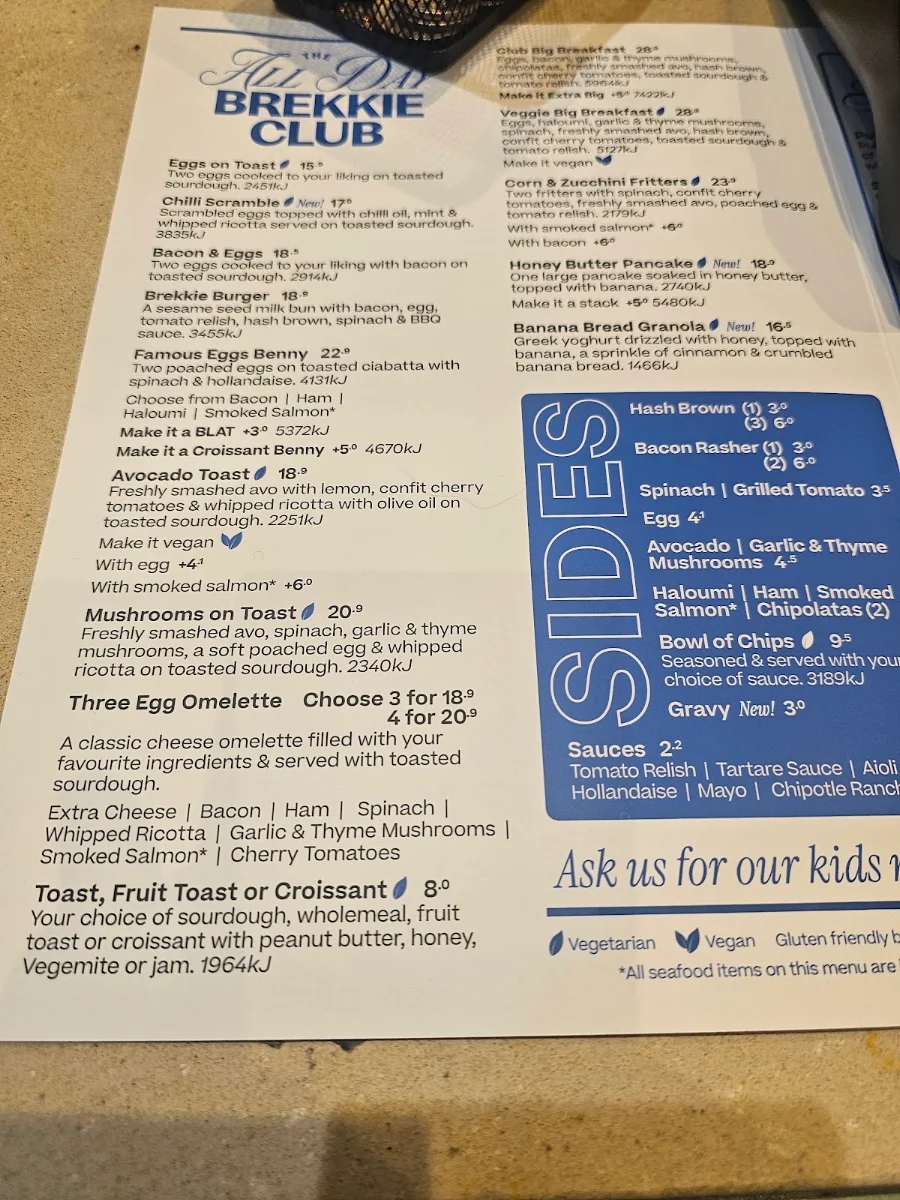 Menu, The Coffee Club Café - Northland Preston