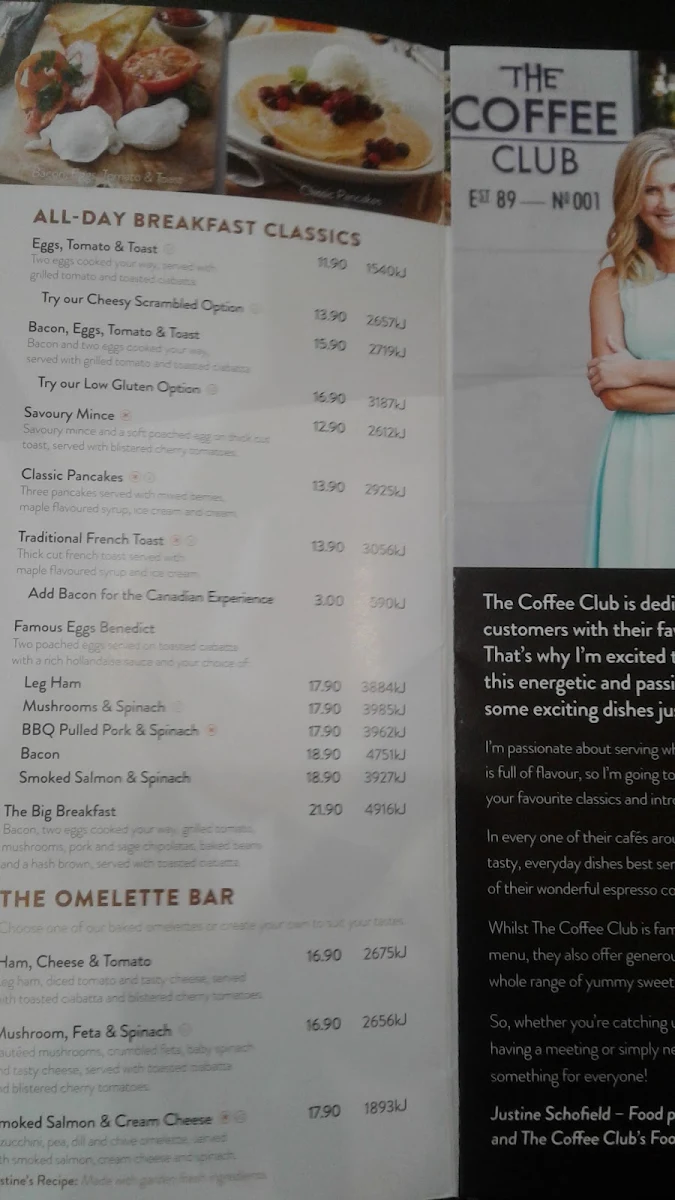 Menu, The Coffee Club Café - Northland Preston