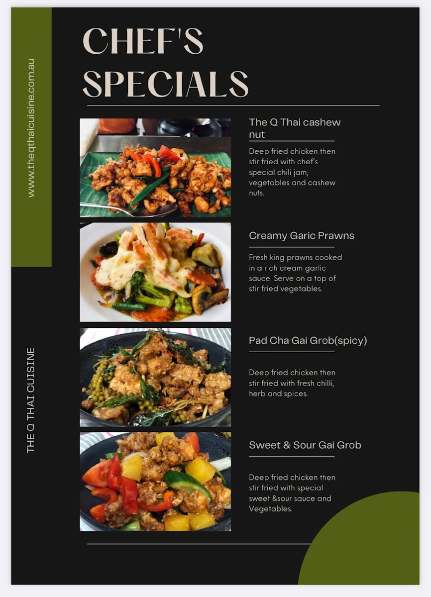 Menu, The Q Thai Cuisine(take away only)