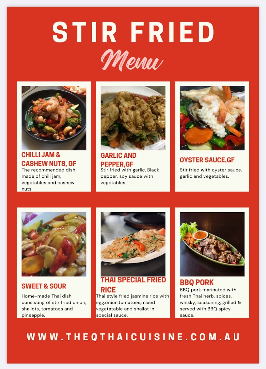 Menu, The Q Thai Cuisine(take away only)
