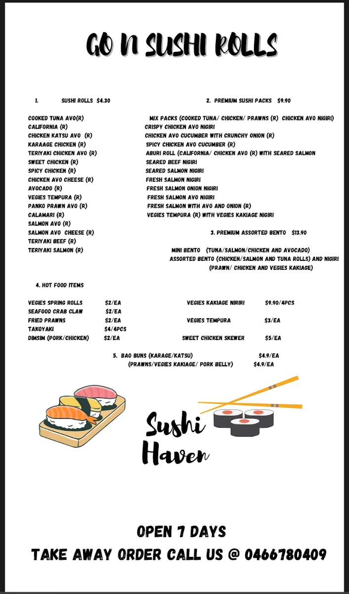 Menu, GoN Sushi PLAINLAND
