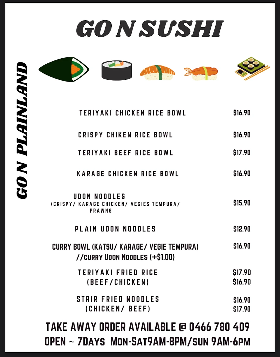 Menu, GoN Sushi PLAINLAND